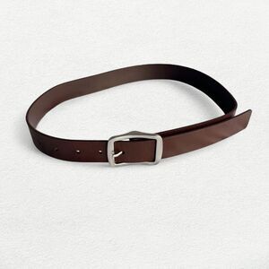Nude Lucy Nude Leather Belt in Brown with Silver Buckle